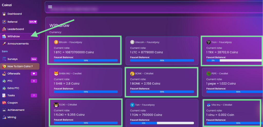 Payment System and Withdrawals