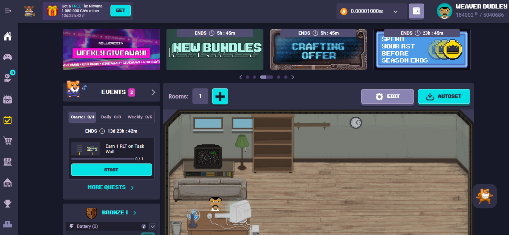 RollerCoin Dashboard